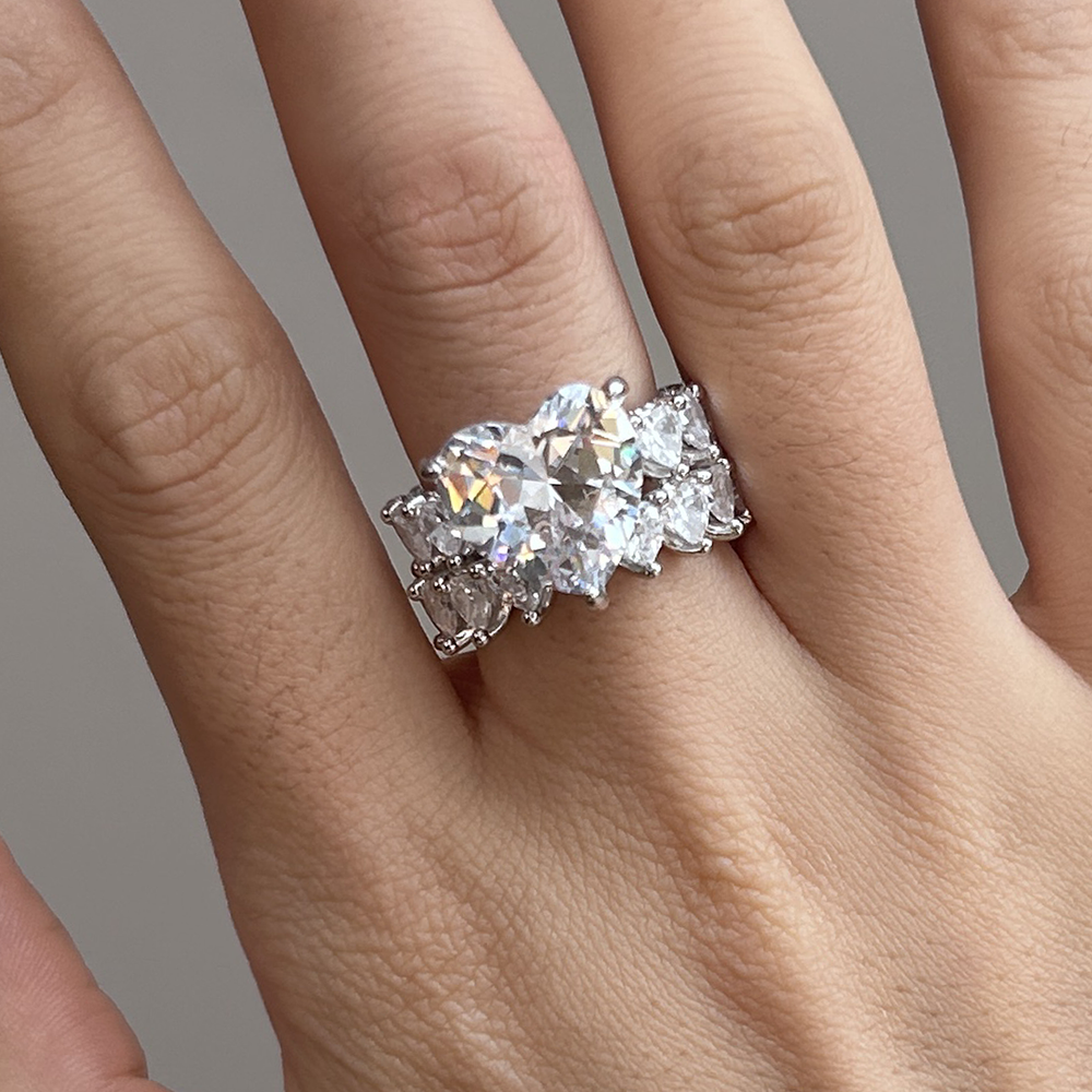 "Heart to Heart" Cut Sterling Silver Bridal Set Shineofdiamond