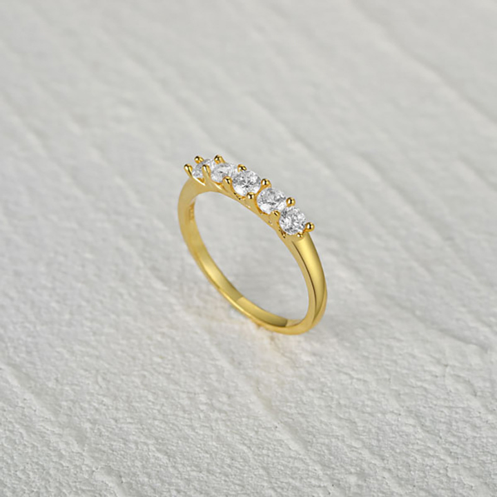 Round Five Stone Diamond Delicate Solitaire Accent Half Eternity Wedding Band Shineofdiamond
