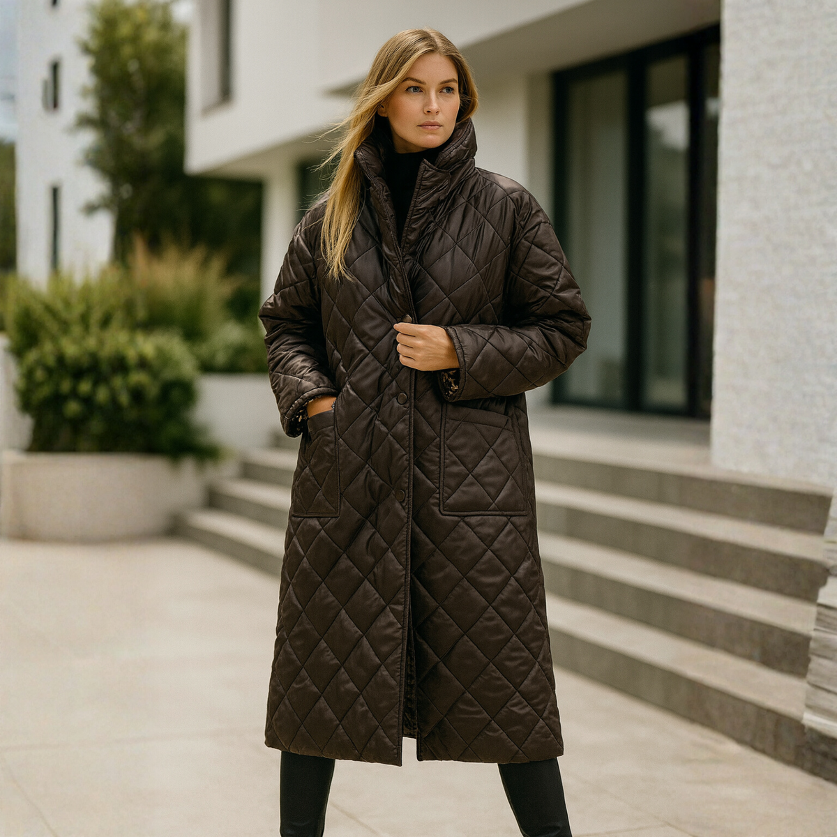 Shanaia - Quilted Coat with Leopard Lining