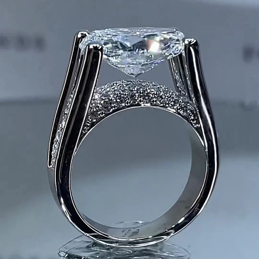 4.5ct Distinctive Inverted Tension Oval Cut Sterling Silver Moissanite Engagement Ring hot