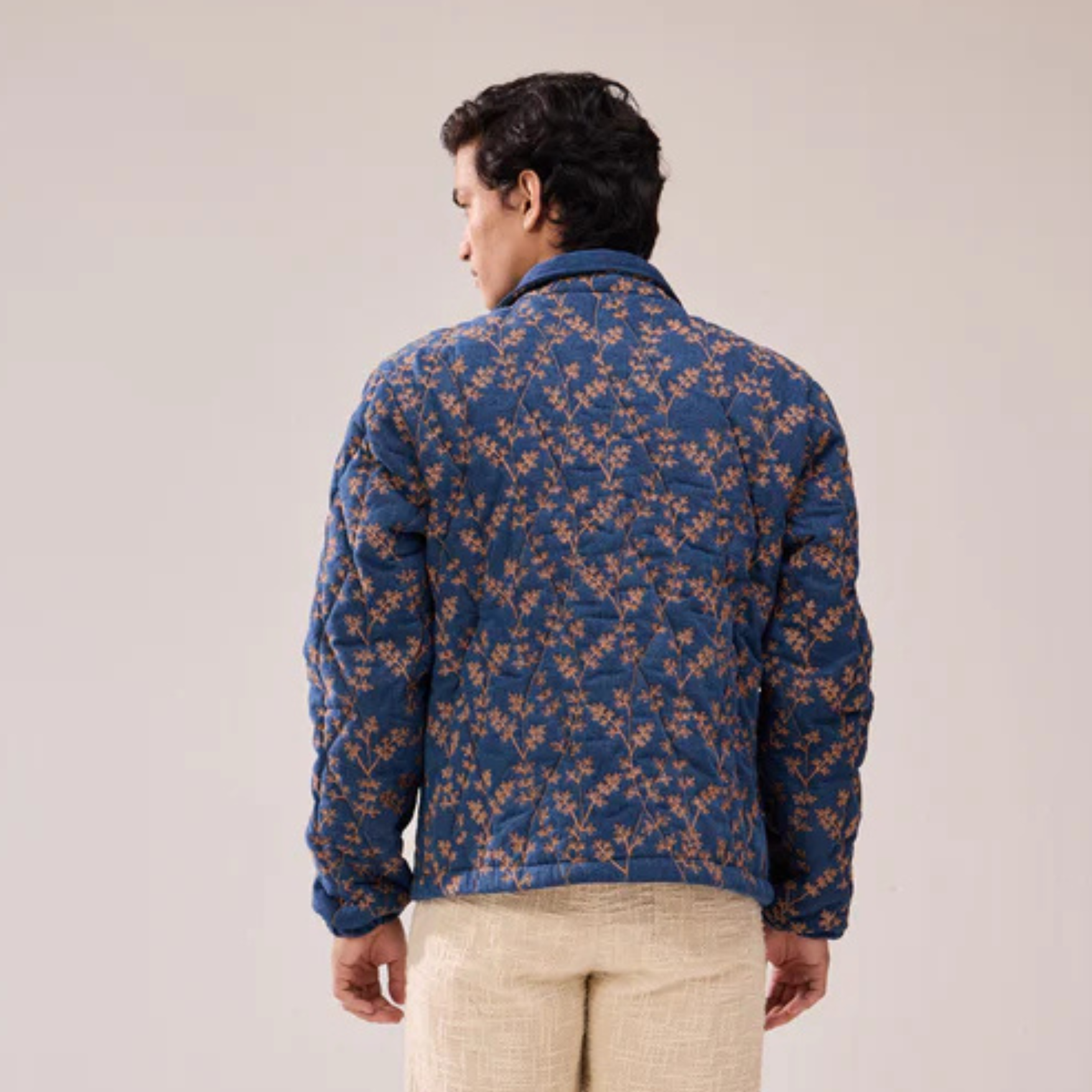 Hamzah | Embroidered Quilted Denim Jacket