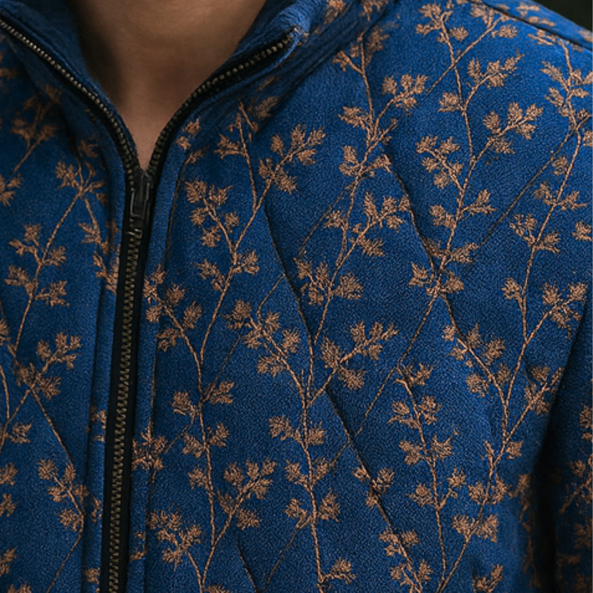 Hamzah | Embroidered Quilted Denim Jacket