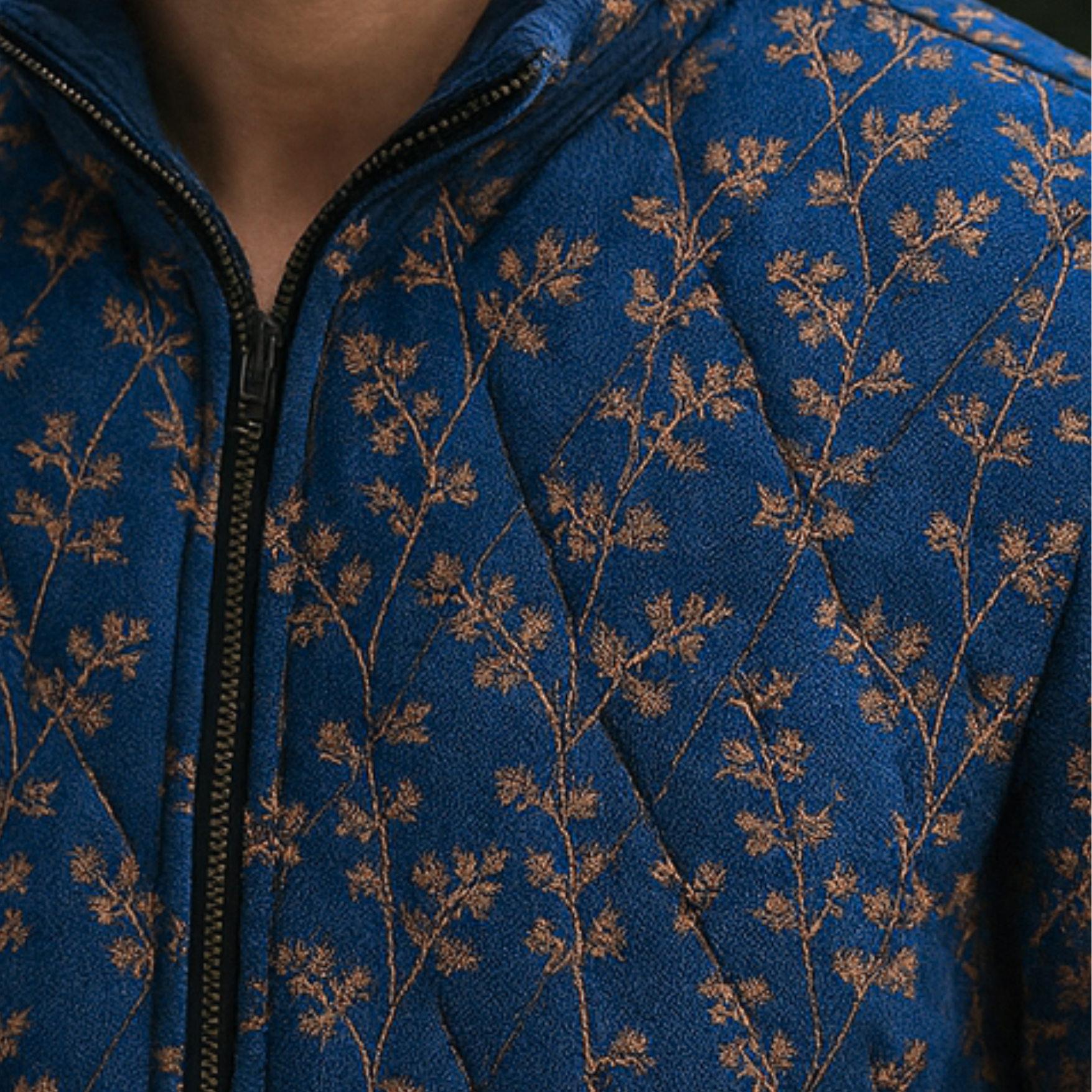 Hamzah | Embroidered Quilted Denim Jacket