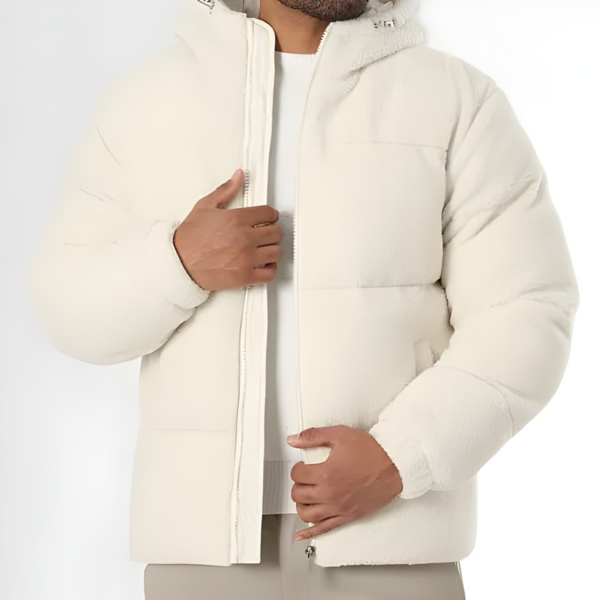 Kareem - Doudoune Sherpa Hooded Jacket Light Beige