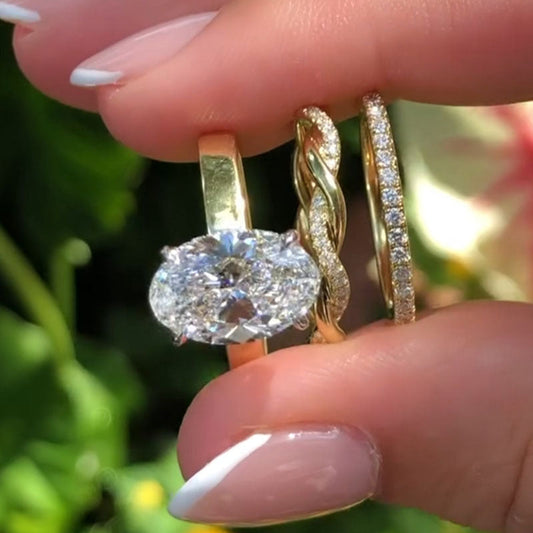 Gorgeous 3 Pcs Oval Cut Sterling Silver Bridal Set Shine of Diamond