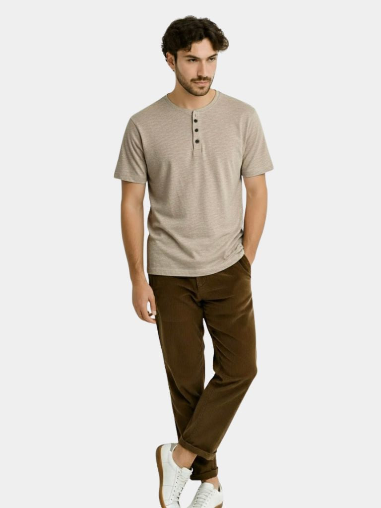 Essential Casual Henley Neck T-Shirt - Casa  Laro CASA LARO