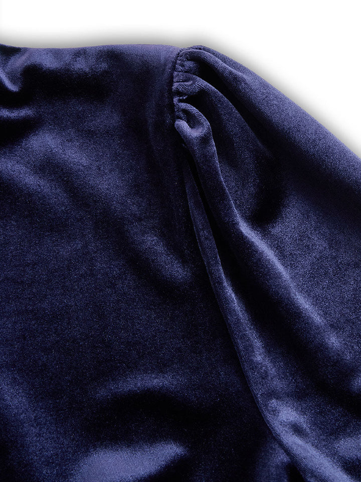 Luxurious   Velvet Long-Sleeve Midi Dress SN