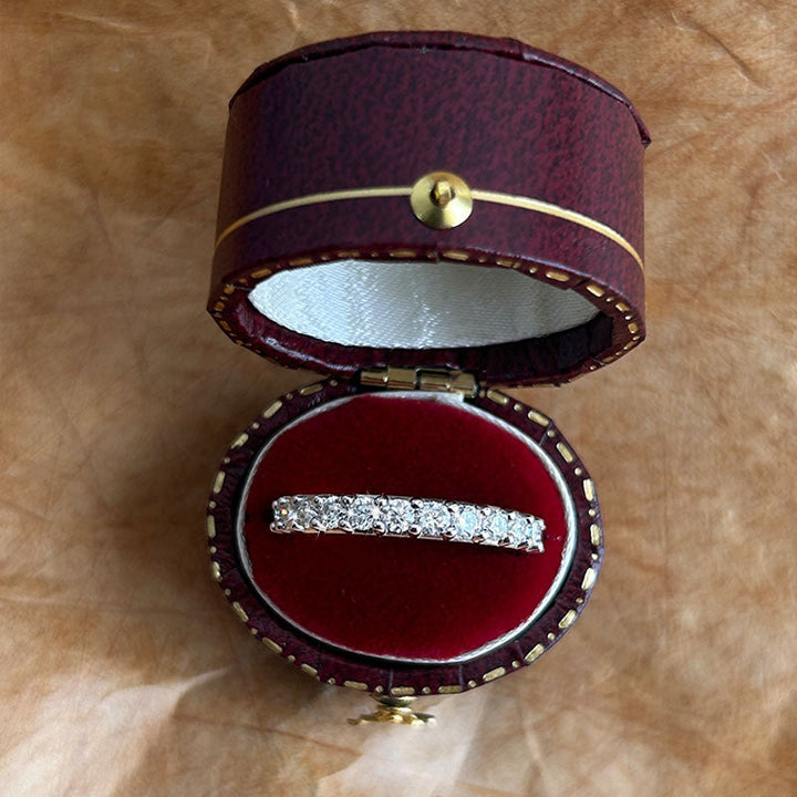 Half Eternity Moissanite Sterling Silver Wedding Band shineofdiamond