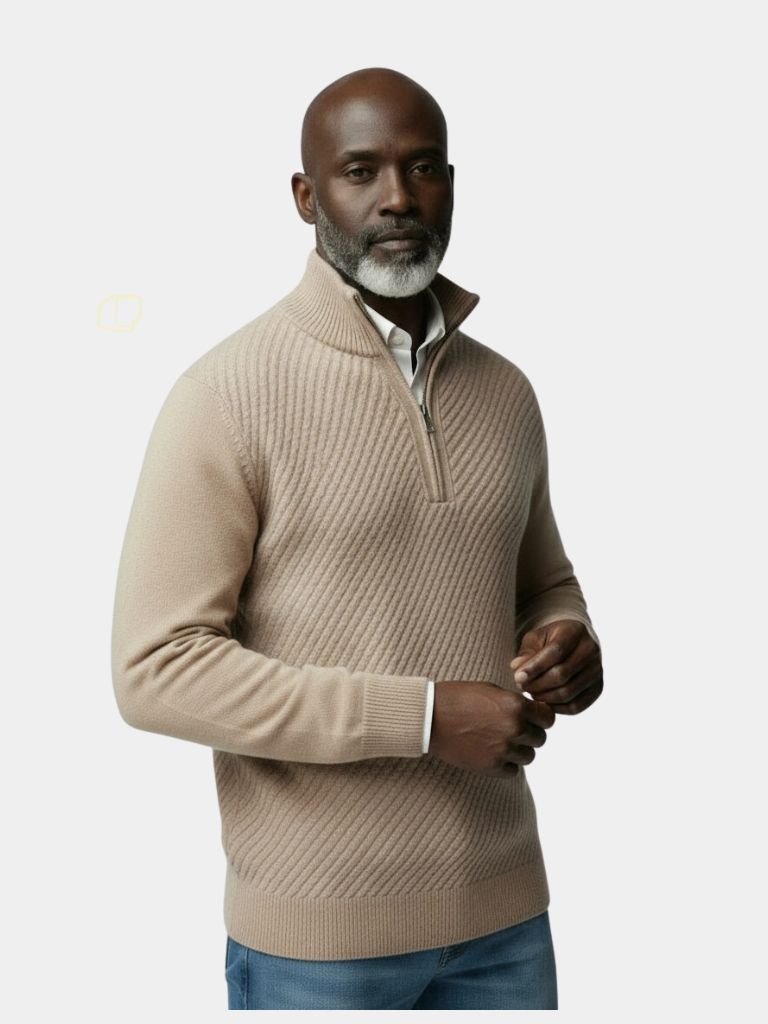 Stripe Quarter Zip Wool Sweater - Casa  Laro CASA LARO