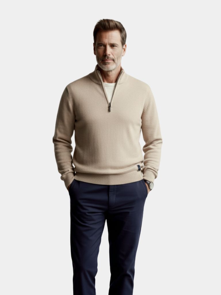 Half Zip Knitwear Solid Color Cardigan Sweater - Casa  Laro CASA LARO