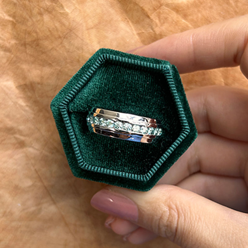 Fancy Green Moissanite Sterling Silver Wedding Band shineofdiamond