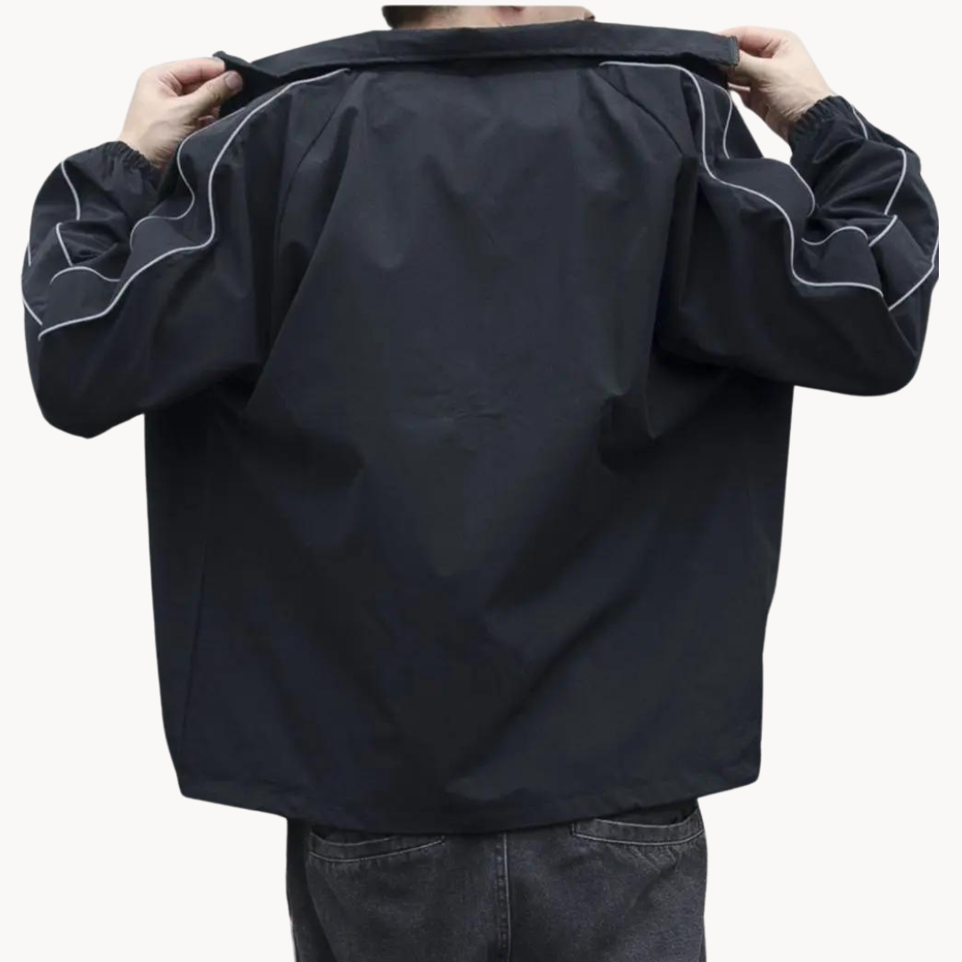 Dash-Stripe Zip-Up Athletic - Track Jacket