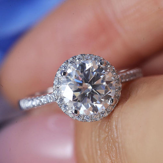 ShineofDiamond Classic Halo Design Round Cut Moissanite Ring Shine of Diamond