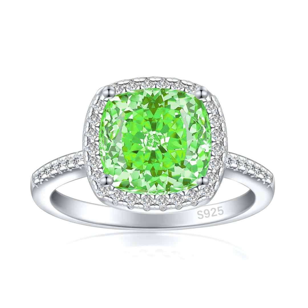 3.5ct Cushion Cut Halo Multi Color Sterling Silver Engagement Ring shine of diamond