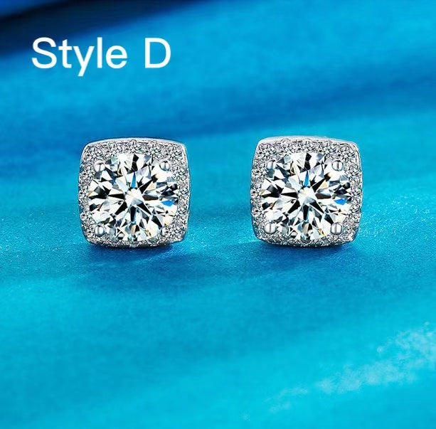 Exquisite Moissanite Stud Earrings In Sterling Silver shine of diamond