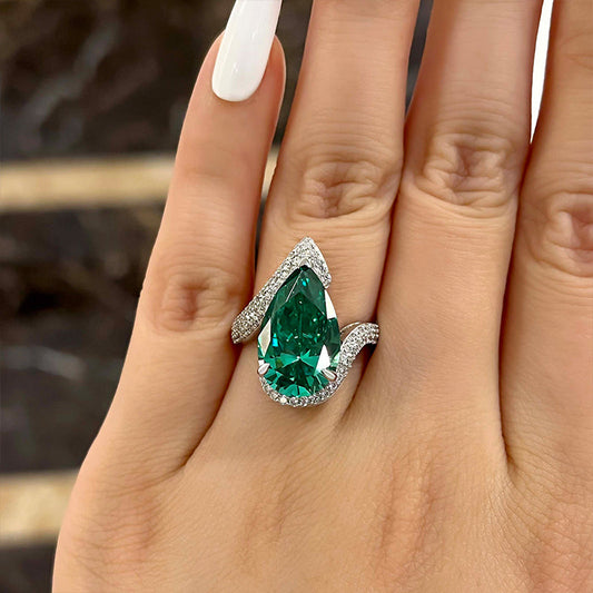 Paraiba Tourmaline Pear Cut Twisted Band Sterling Silver Engagement Ring Shineofdiamond
