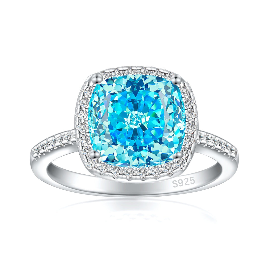 3.5ct Cushion Cut Halo Multi Color Sterling Silver Engagement Ring shine of diamond