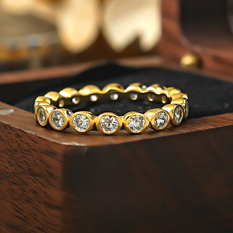 Classic Round Cut Eternity Golden Tone Band Carly Jewelry