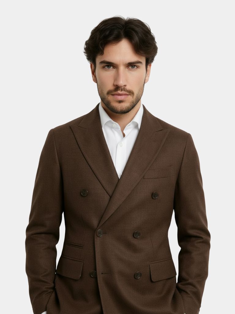 Dark Brown Garbadine Suit - Casa  Laro CASA LARO