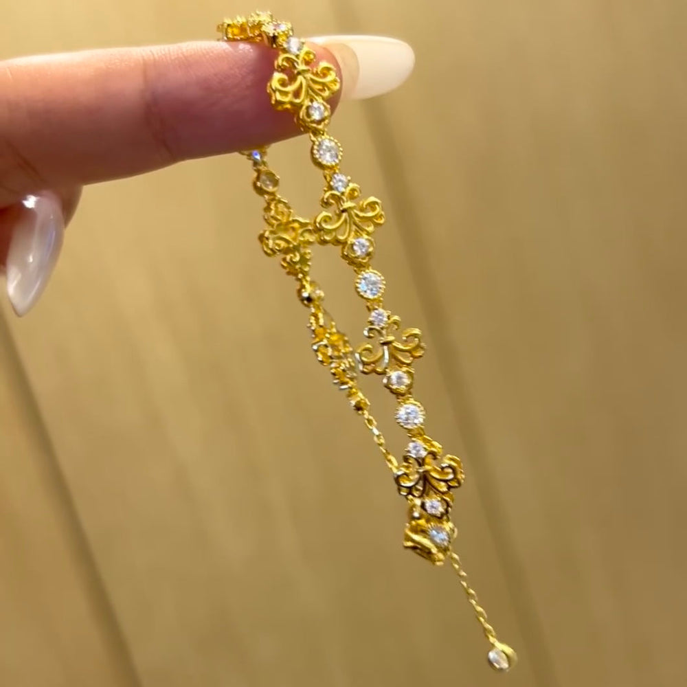 Vintage Iris Sterling Silver Golden Plated Bracelet shine of diamond