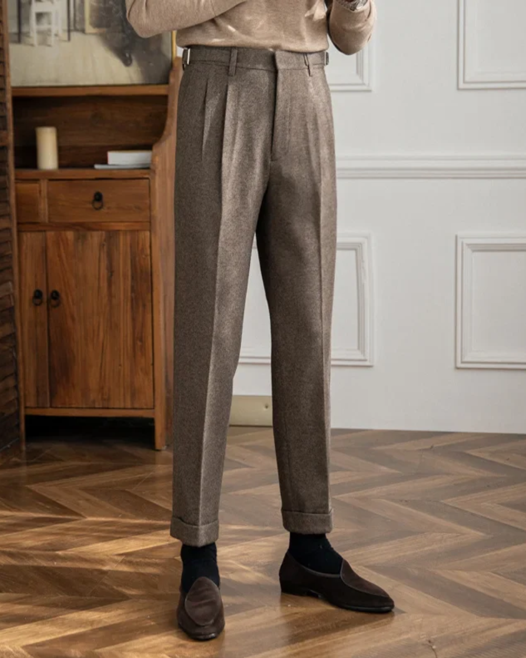 Crowned High-Waist Tailored - Trousers