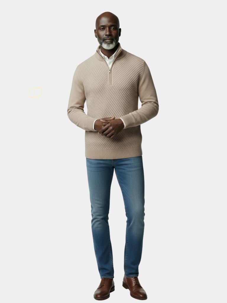 Stripe Quarter Zip Wool Sweater - Casa  Laro CASA LARO