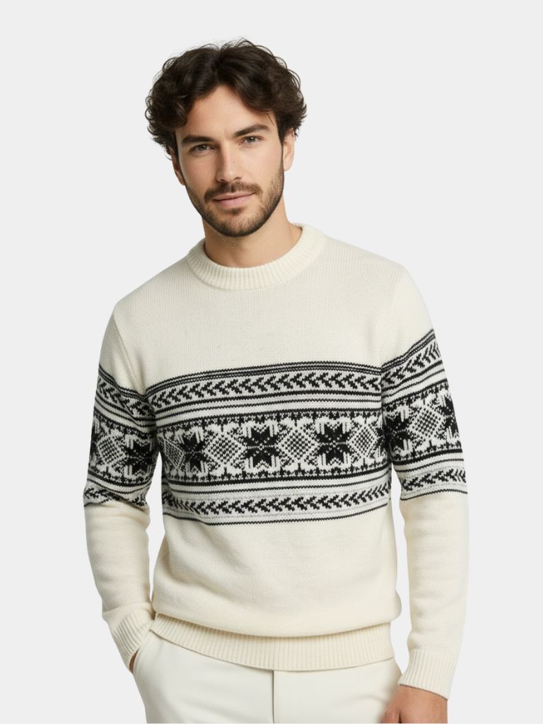 100% Wool Fair Isle Pullover Sweater Jumper - Casa  Laro CASA LARO