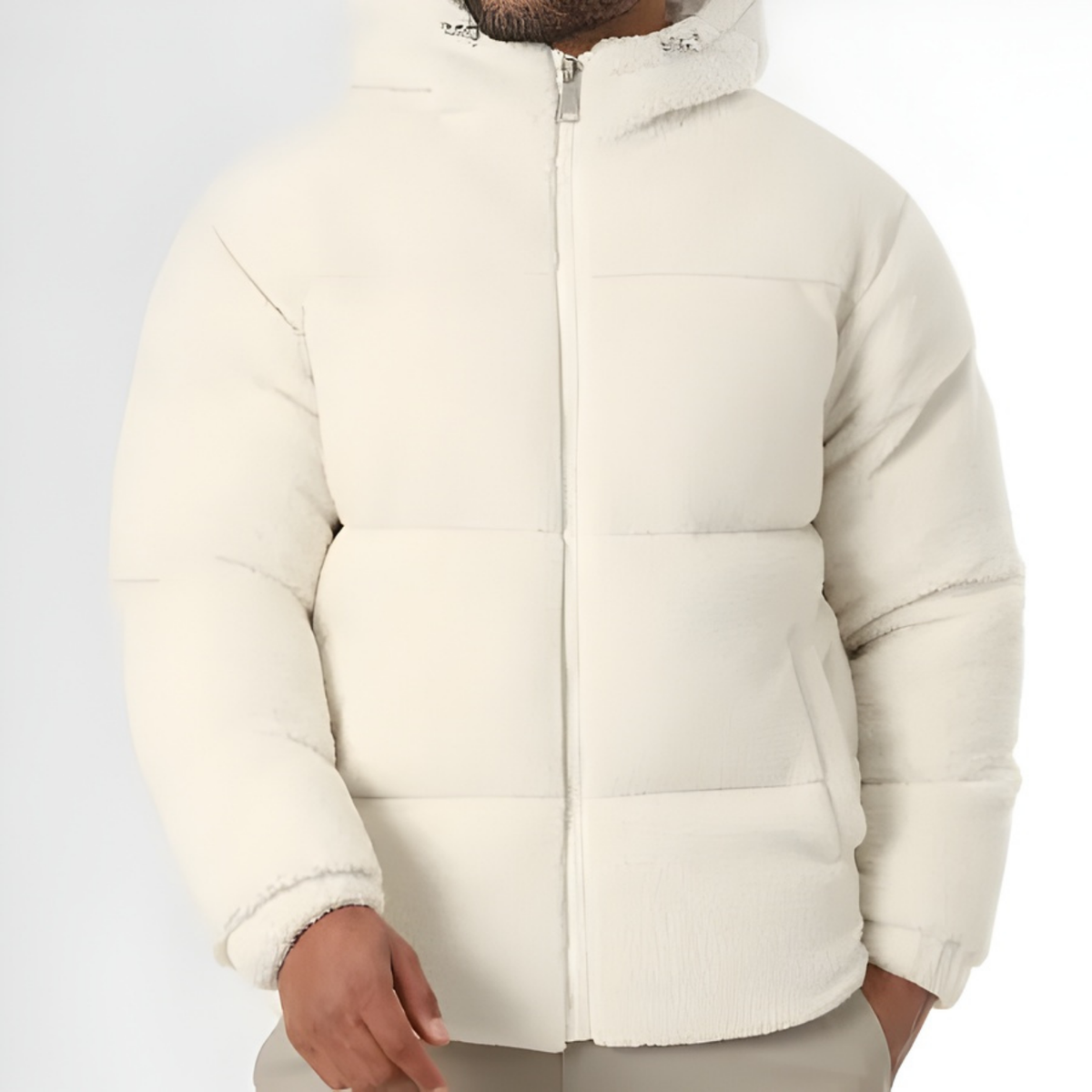 Kareem - Doudoune Sherpa Hooded Jacket Light Beige