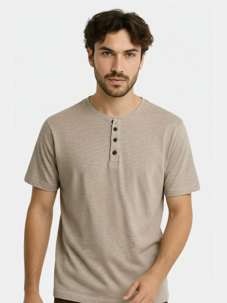 Essential Casual Henley Neck T-Shirt - Casa  Laro CASA LARO