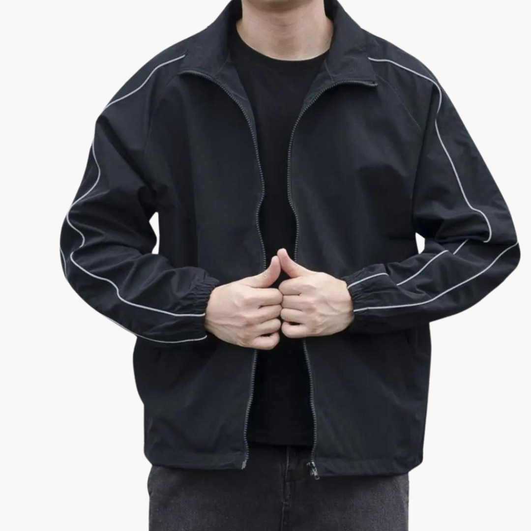 Dash-Stripe Zip-Up Athletic - Track Jacket