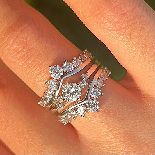 Elegant Round Cut Insert Bridal Set For Women In Sterling Silver Shine of Diamond
