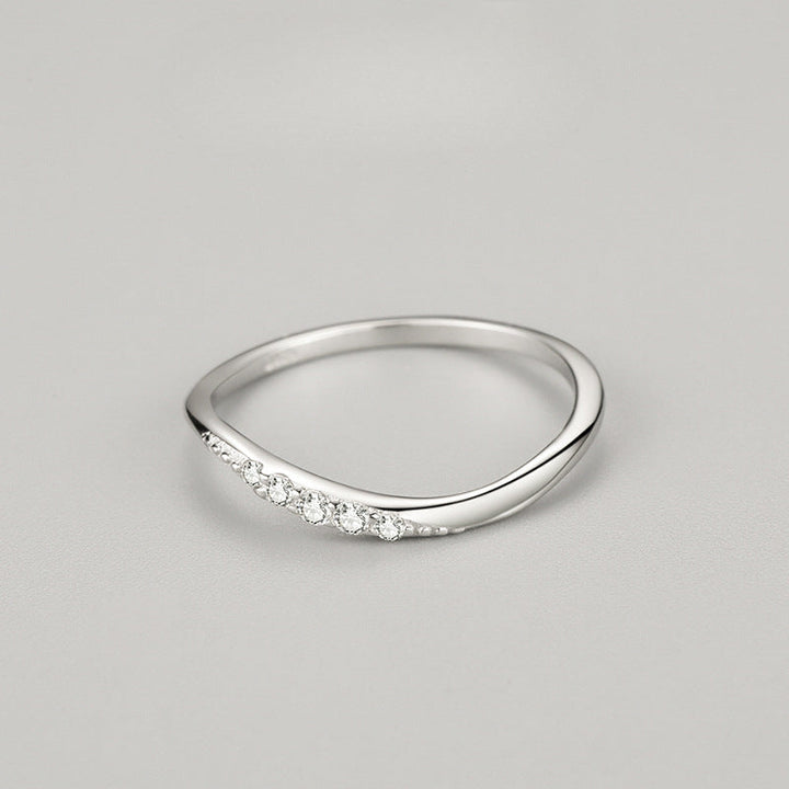 Simple Wave Design Sterling Silver Band Shine of Diamond