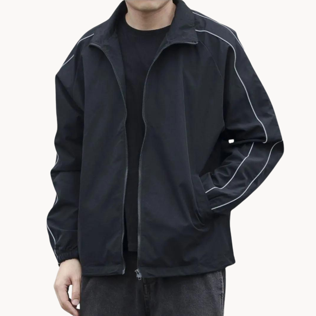 Dash-Stripe Zip-Up Athletic - Track Jacket