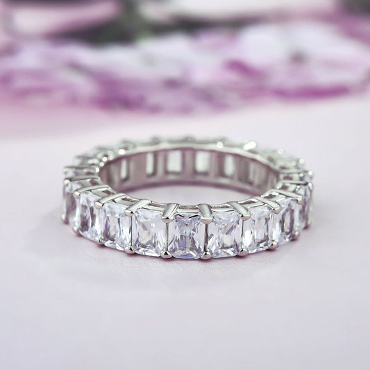 Elegant Radiant Cut Sterling Silver Wedding Band Shineofdiamond