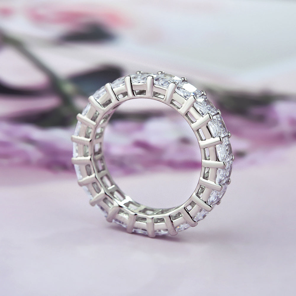 Elegant Radiant Cut Sterling Silver Wedding Band Shineofdiamond