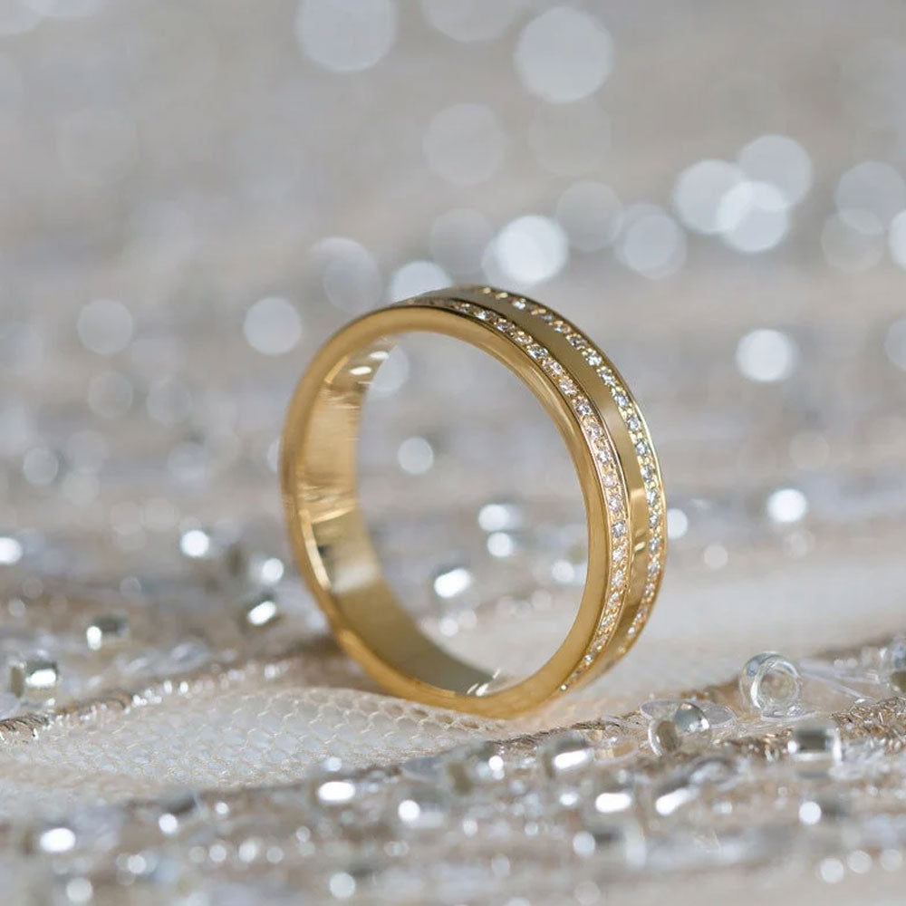 Classic 4mm Golden Tone Wedding Band In Sterling Silver Shineofdiamond