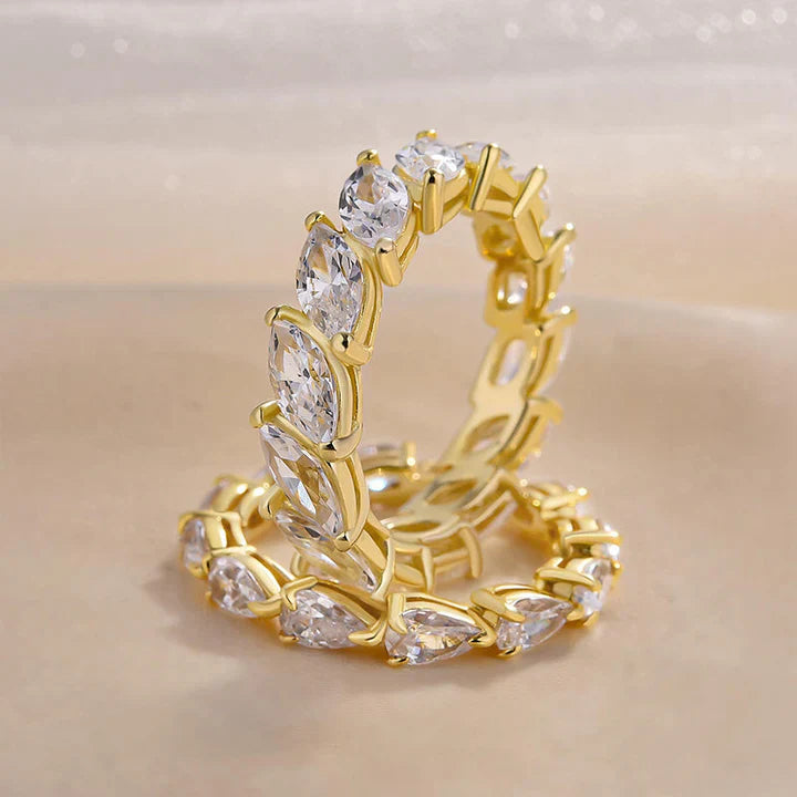 Stunning Pear Cut & Marquise Cut Sterling Silver Wedding Band Set Shine of Diamond