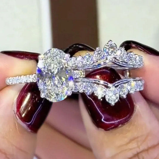 Stunning 2 PCS 4.0Ct Oval Cut Bridal Set Shine of Diamond