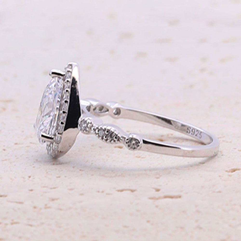 1.5CT Retro Pear Cut Half Eternity Engagement Ring shine of diamond