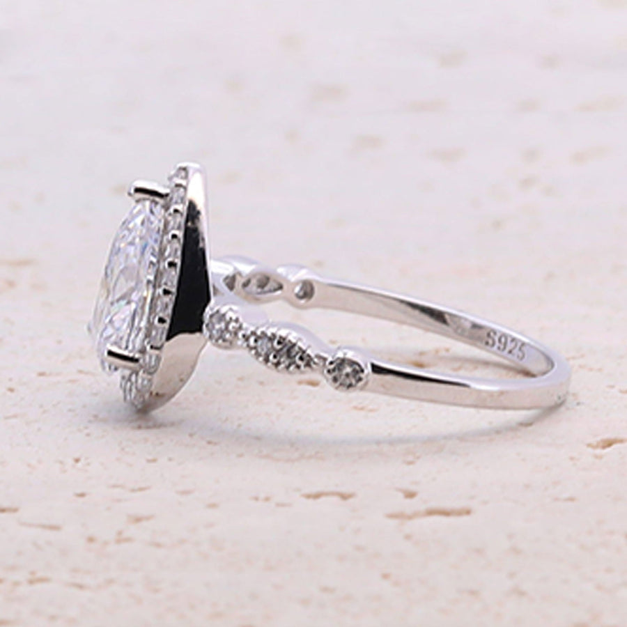 1.5CT Retro Pear Cut Half Eternity Engagement Ring shine of diamond