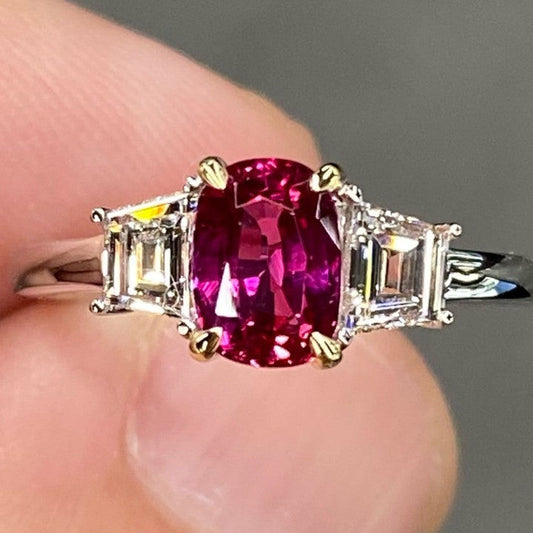 Ruby Cushion Cut Sterling Silver Engagement Ring Shineofdiamond