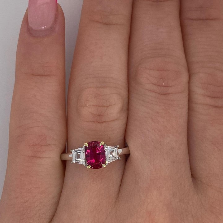 Ruby Cushion Cut Sterling Silver Engagement Ring Shineofdiamond
