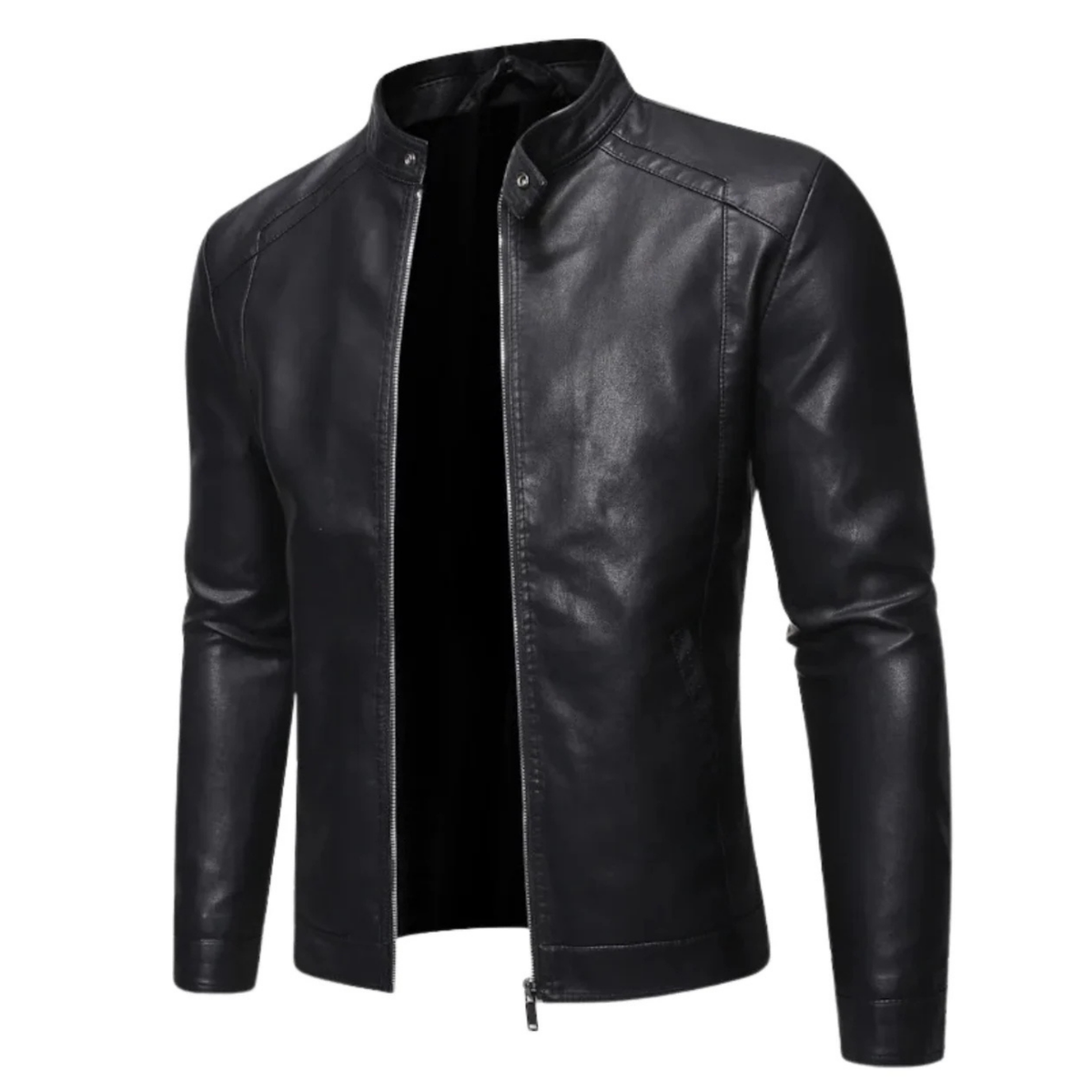 Neil - Standing Collar Leather Jacket