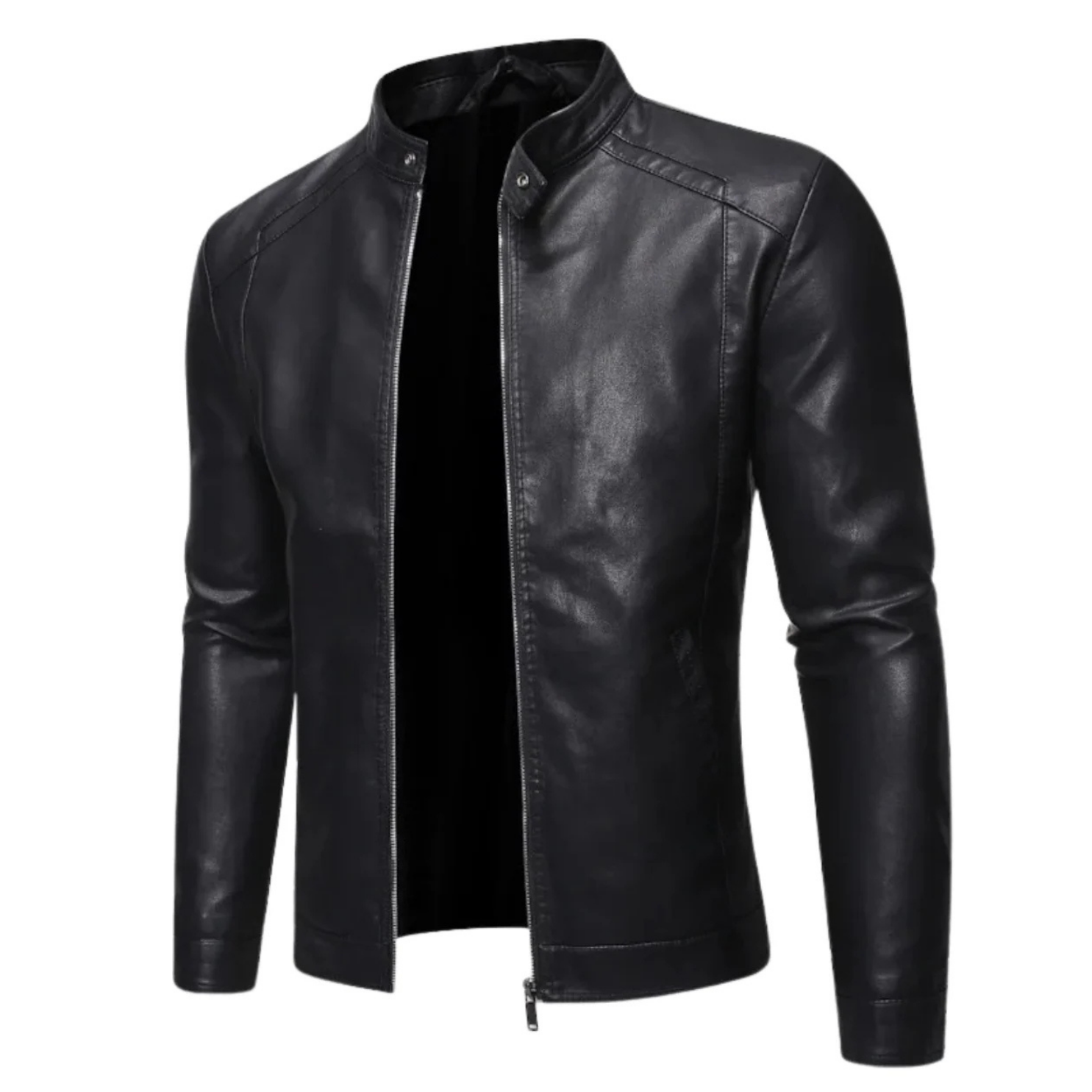 Neil - Standing Collar Leather Jacket