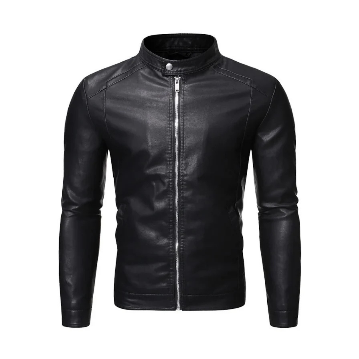 Neil - Standing Collar Leather Jacket
