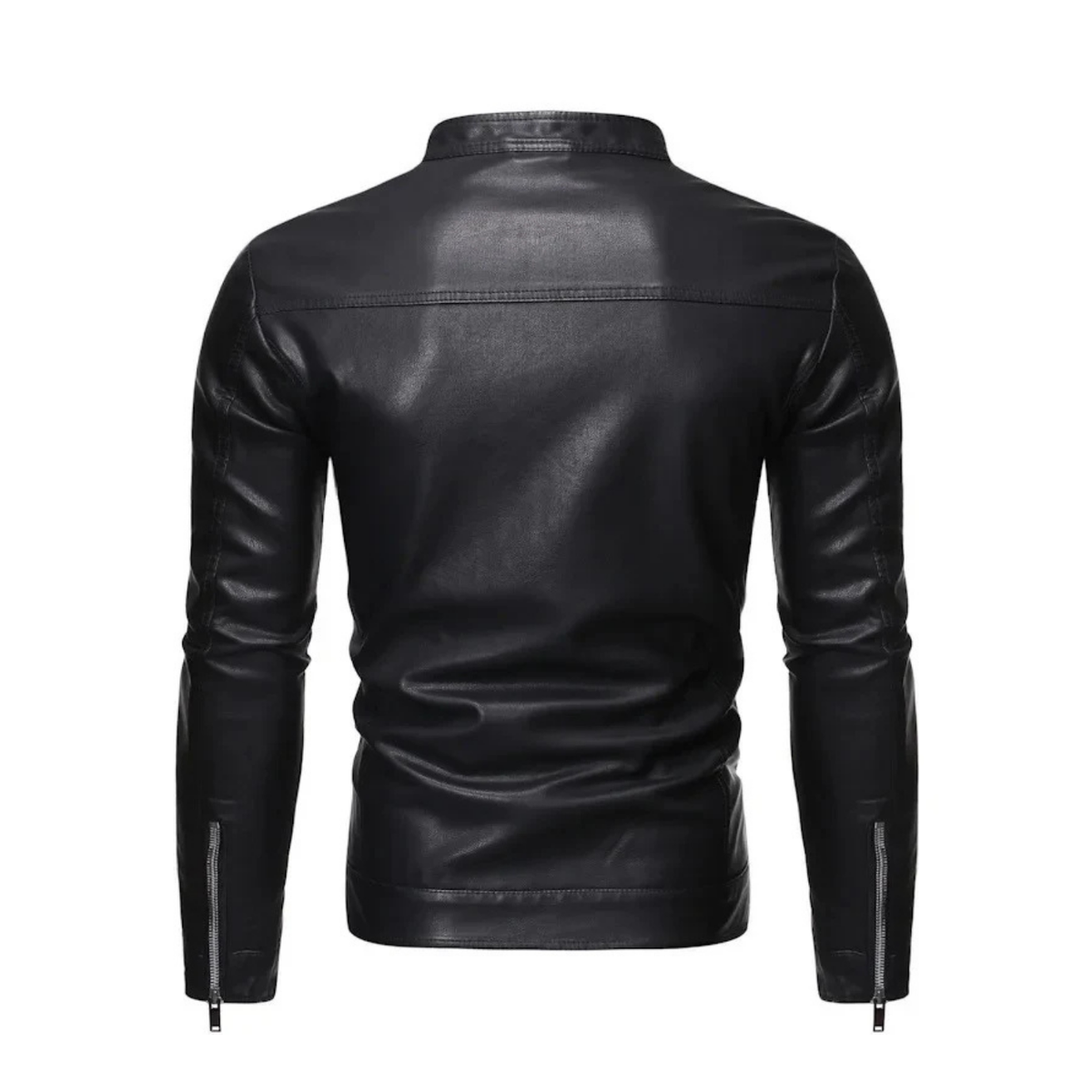 Neil - Standing Collar Leather Jacket
