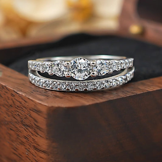 New Design Round Cut Sterling Silver Band Shine of Diamond