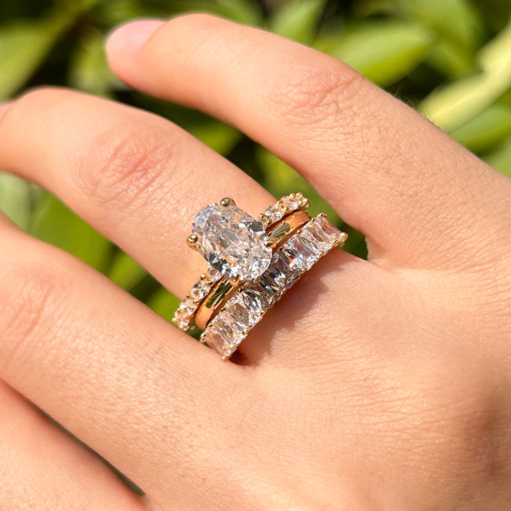 Unique Design Stunning Oval Cut Sterling Silver Bridal Set Carly Jewelry