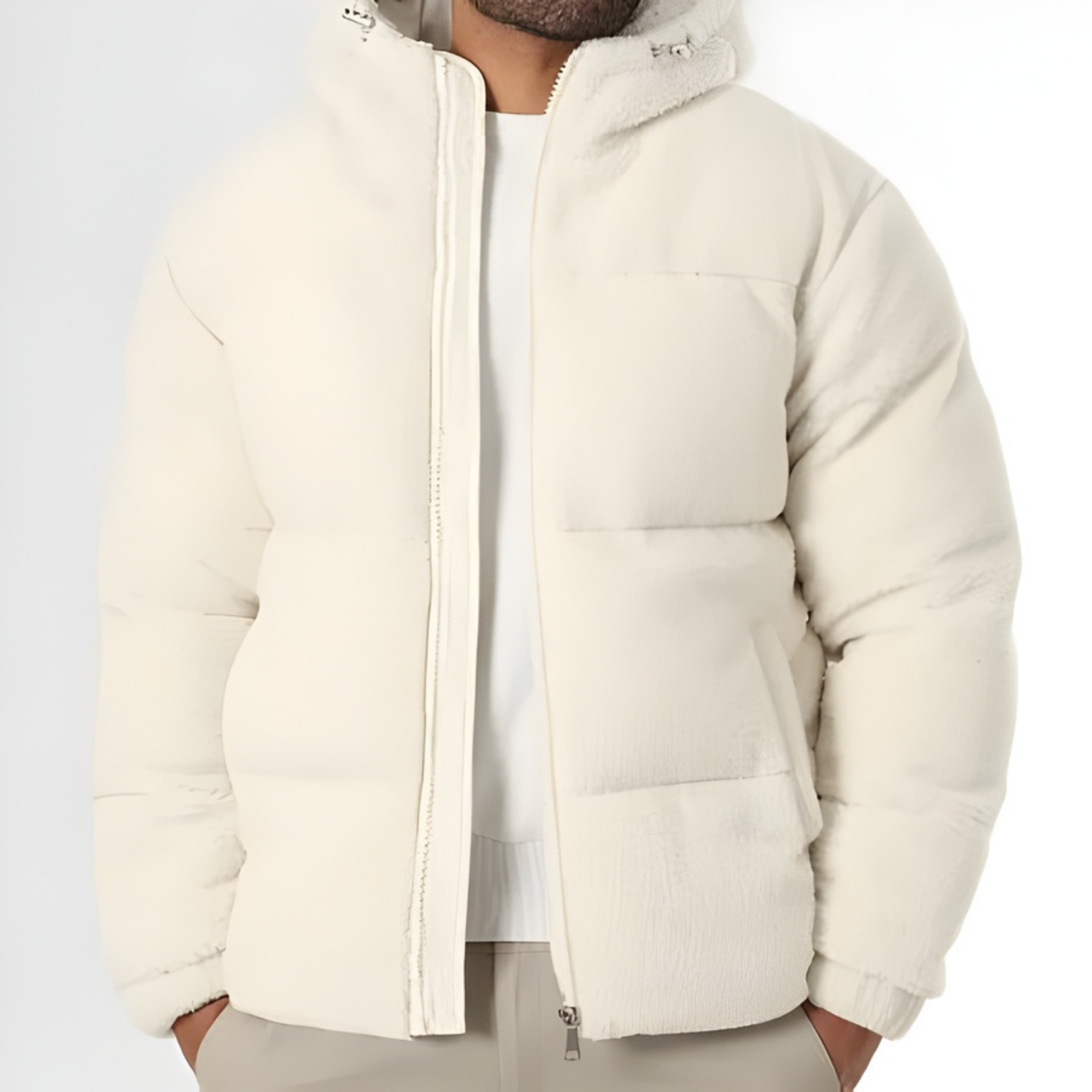 Kareem - Doudoune Sherpa Hooded Jacket Light Beige
