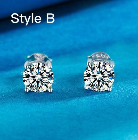 Exquisite Moissanite Stud Earrings In Sterling Silver shine of diamond